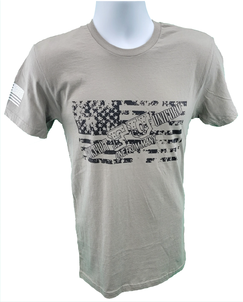 Distressed Flag Logo short sleeve (light olive)