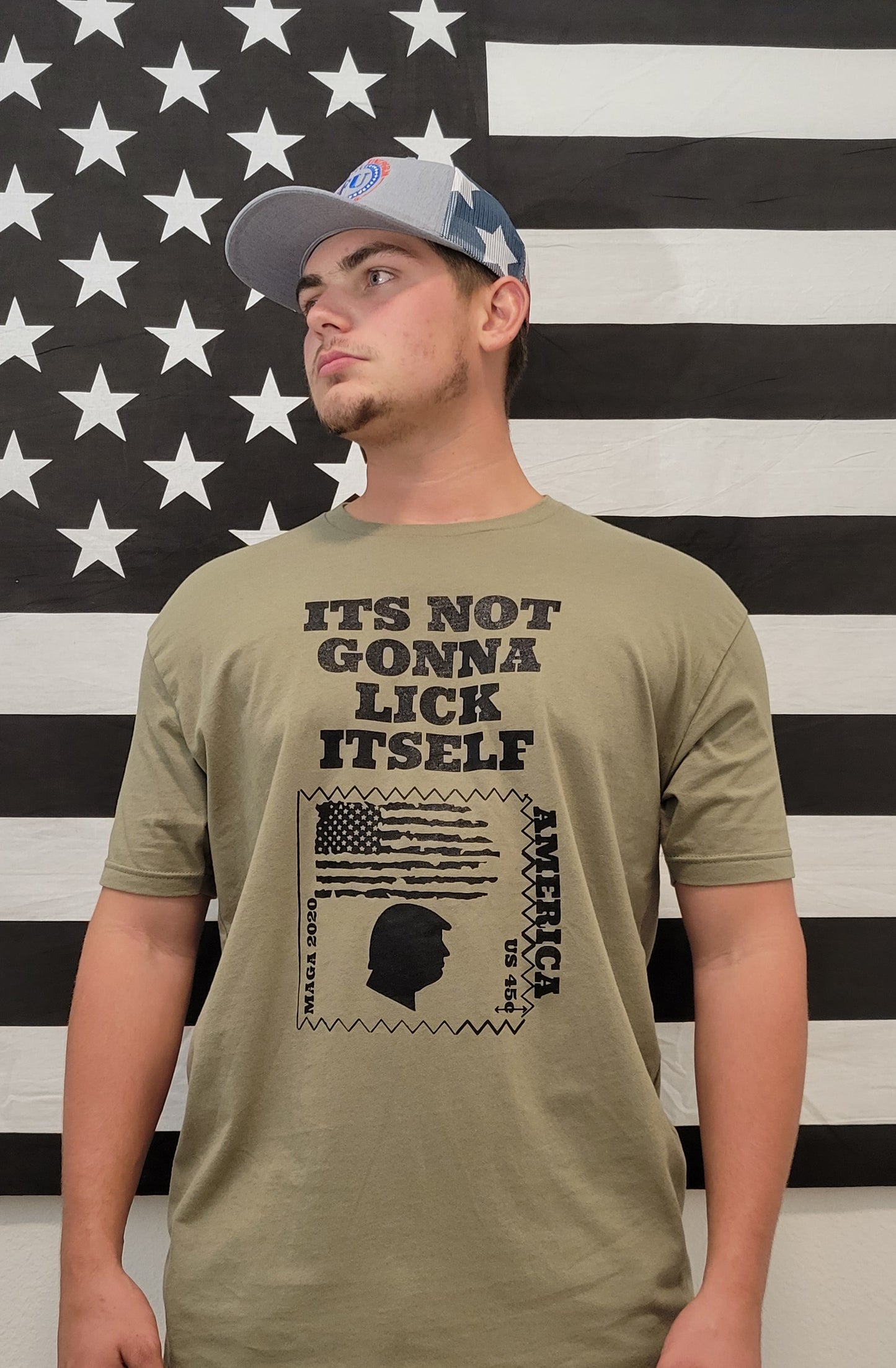 Lick Itself/Trump Stamp short sleeve (olive green)