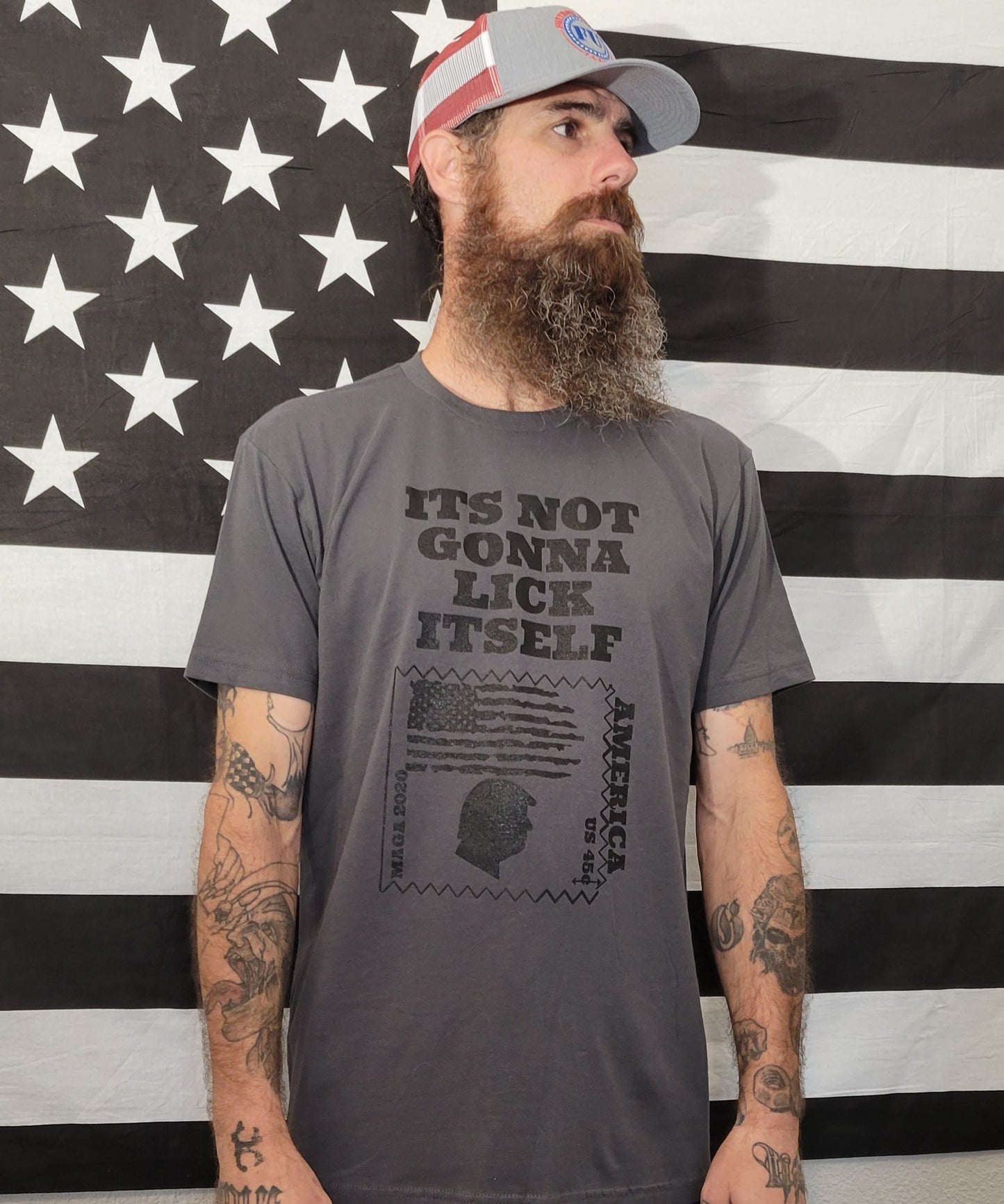 Lick Itself/Trump Stamp short sleeve (charcoal)